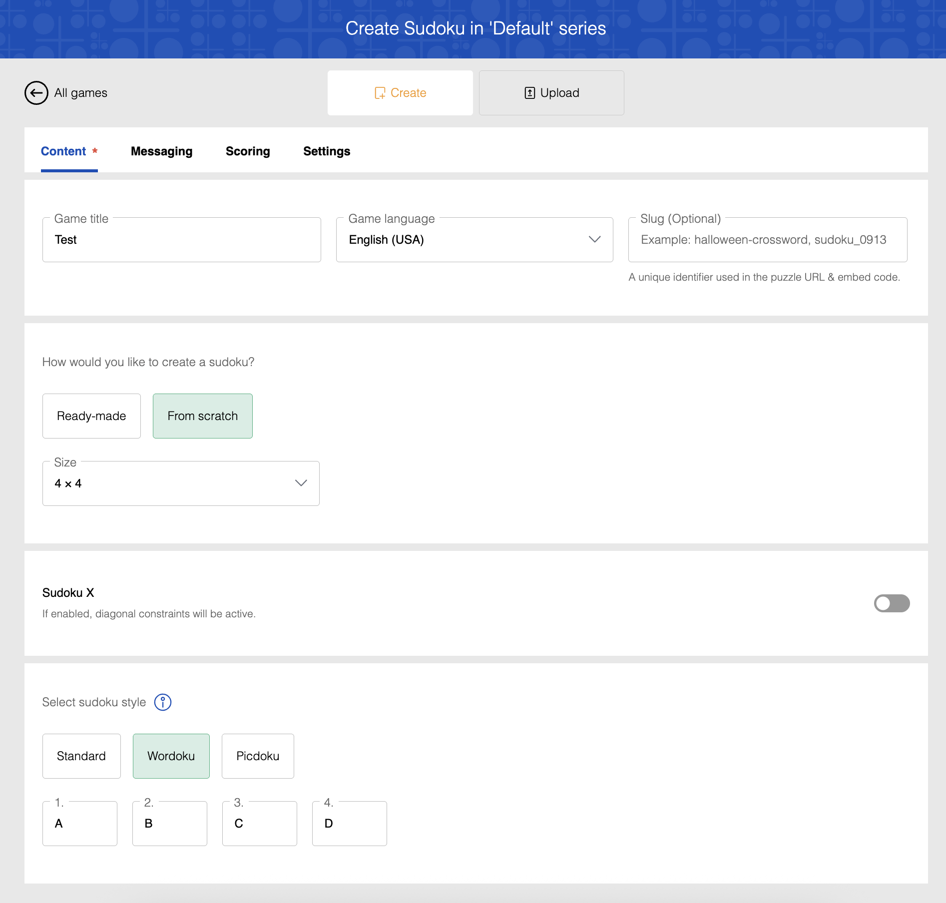 Creating a Sudoku and changing the style to Wordoku