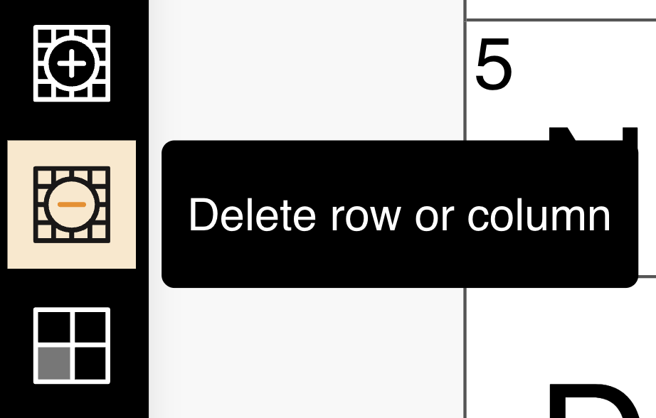 Delete row or column