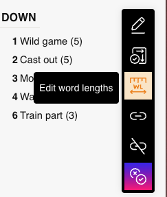 Edit word lengths button highlighted in the clues toolbar