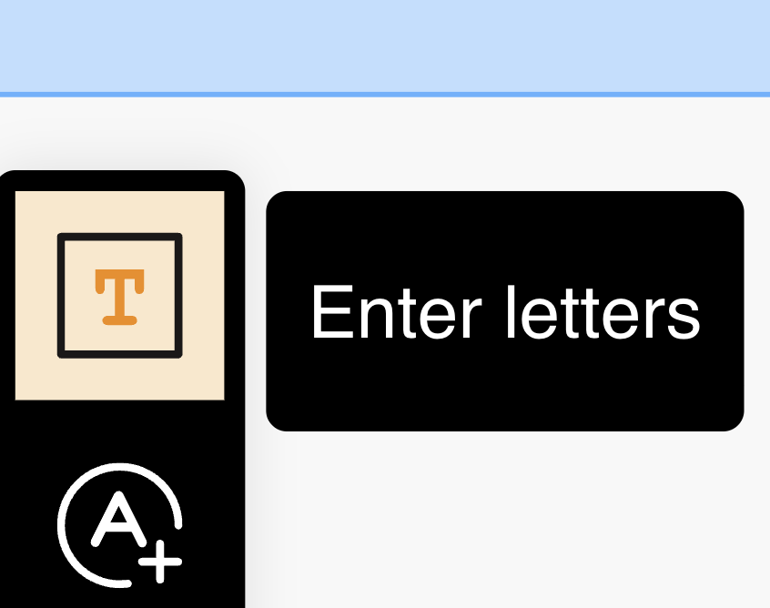 Enter letters button in the toolbar