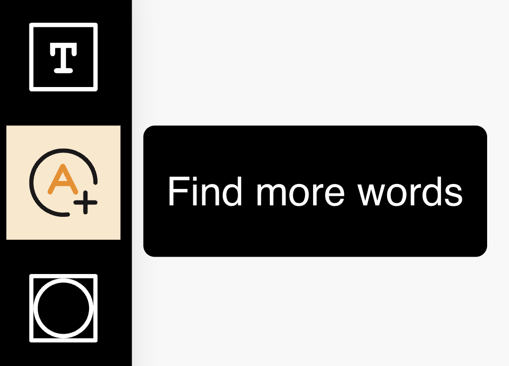 Find more words button in the toolbar