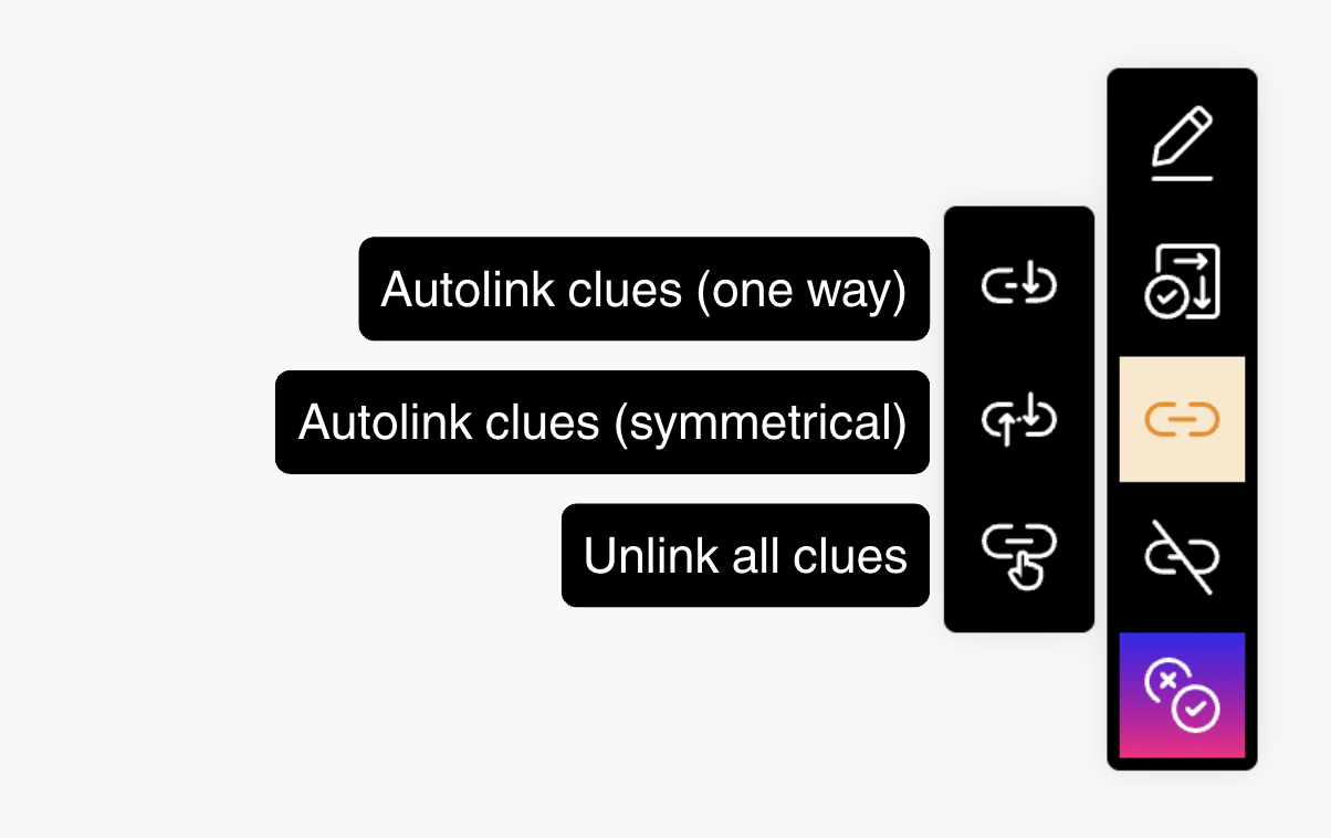 Link clues button in the toolbar