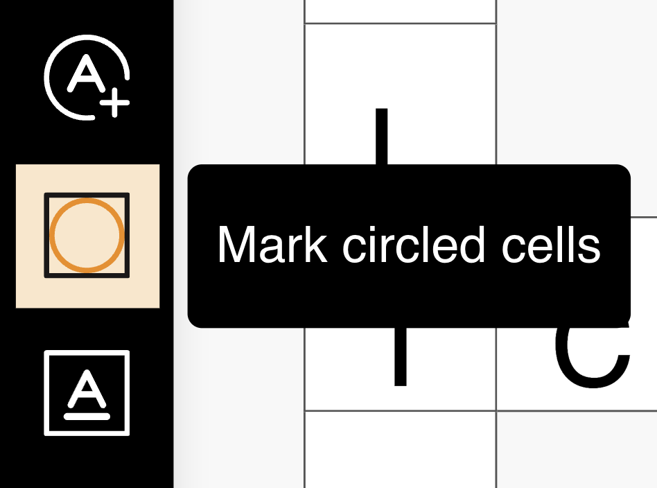 Mark circled letters button in the toolbar