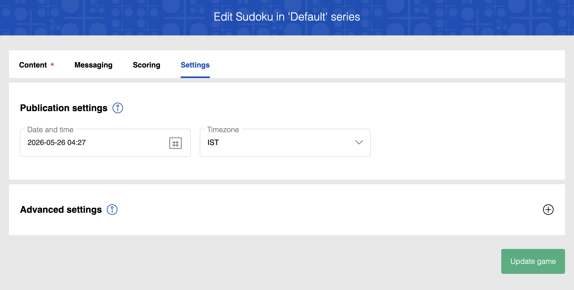 Setting the publication time for your puzzle