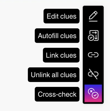 Clue tools on the Edit grid and clues page