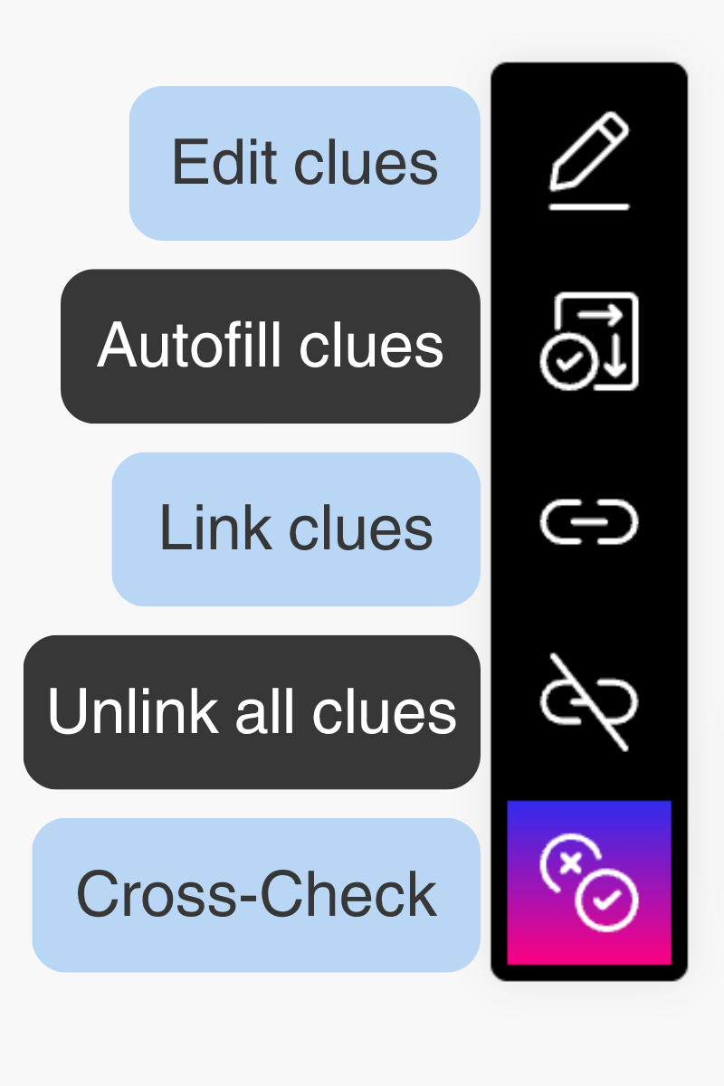 Clue tools on the Edit grid and clues page