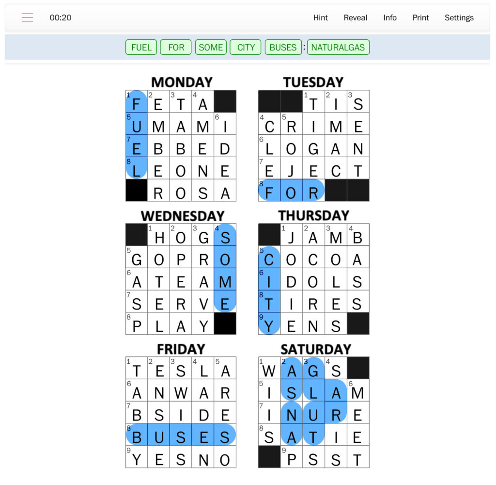 Mini Meta crossword type. The screenshot displays the how a meta puzzle looks like.