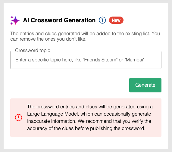 AI Crossword Generator by PuzzleMe