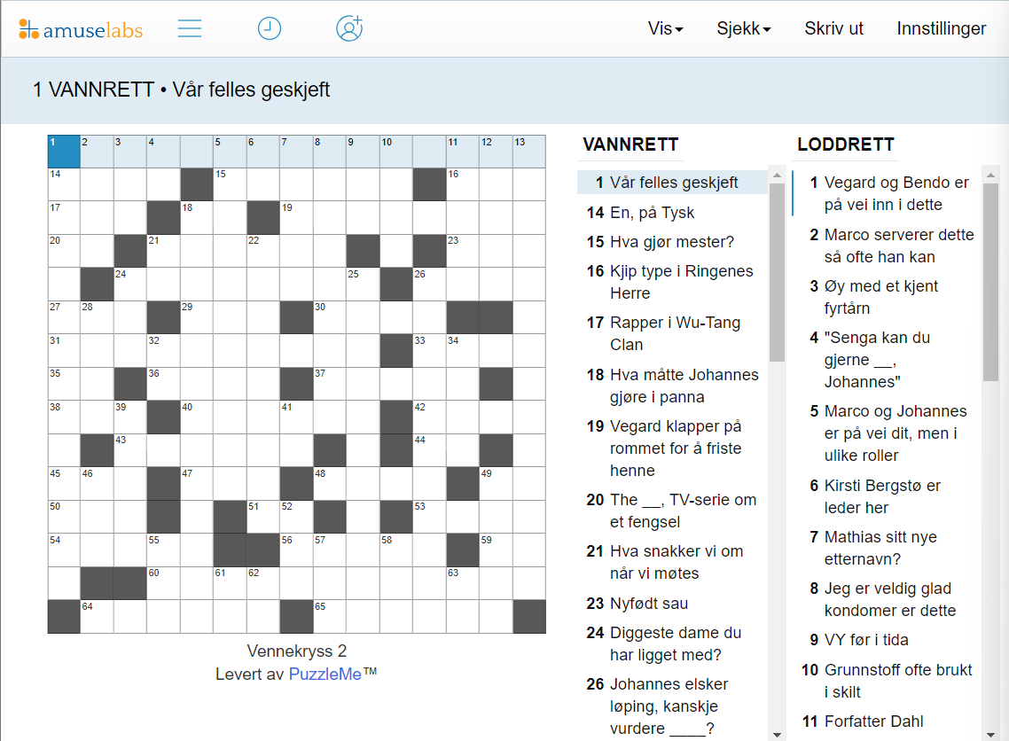 Norwegian Crossword