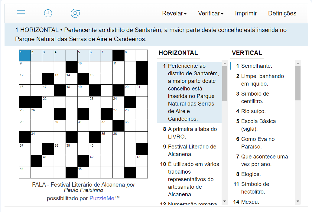 Portuguese (Portugal) crossword