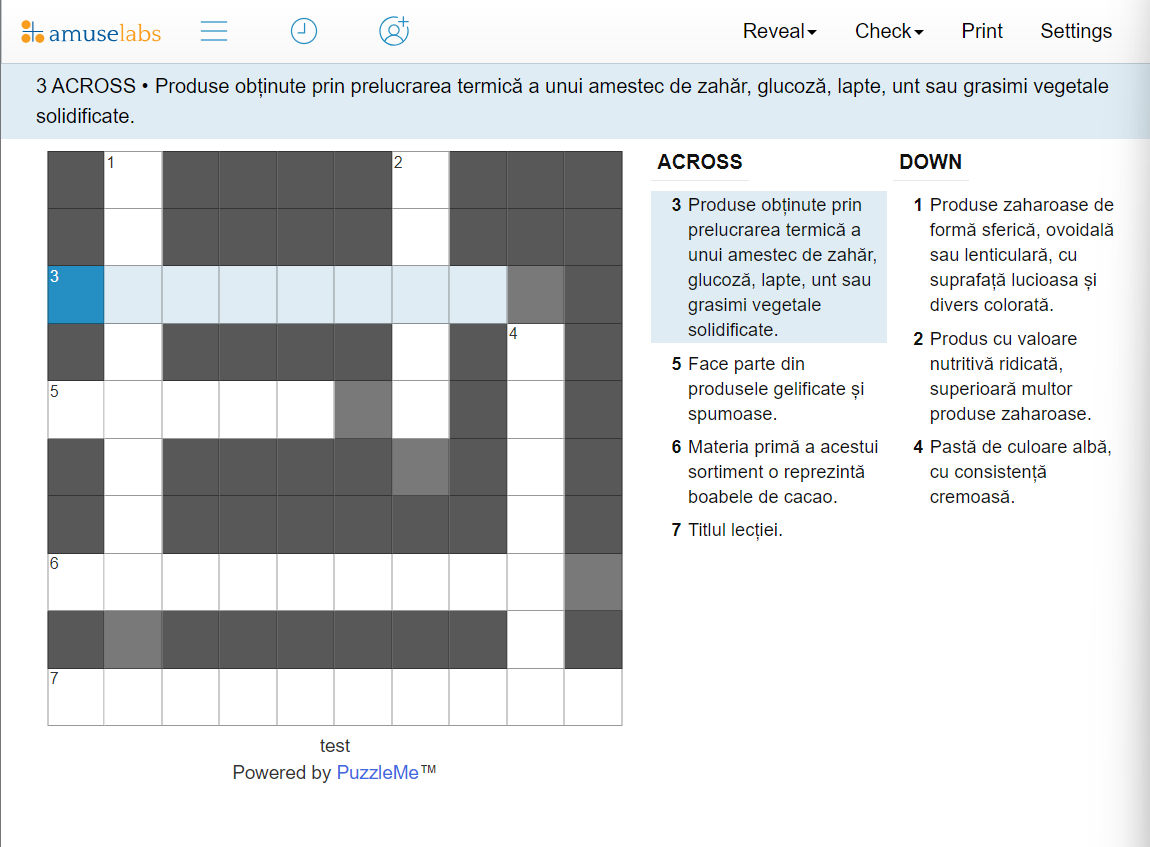 Romanian Crossword