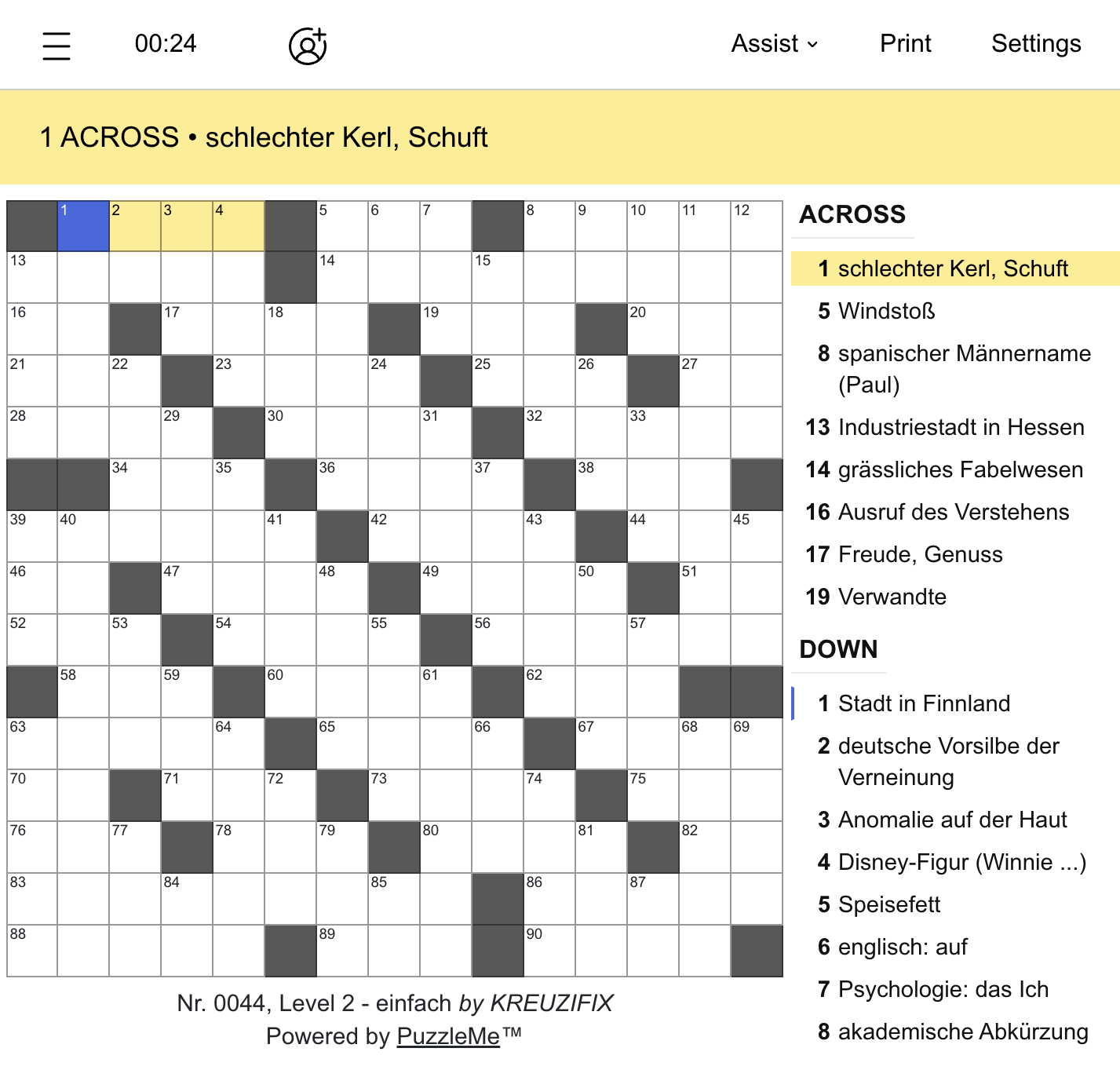 German crossword