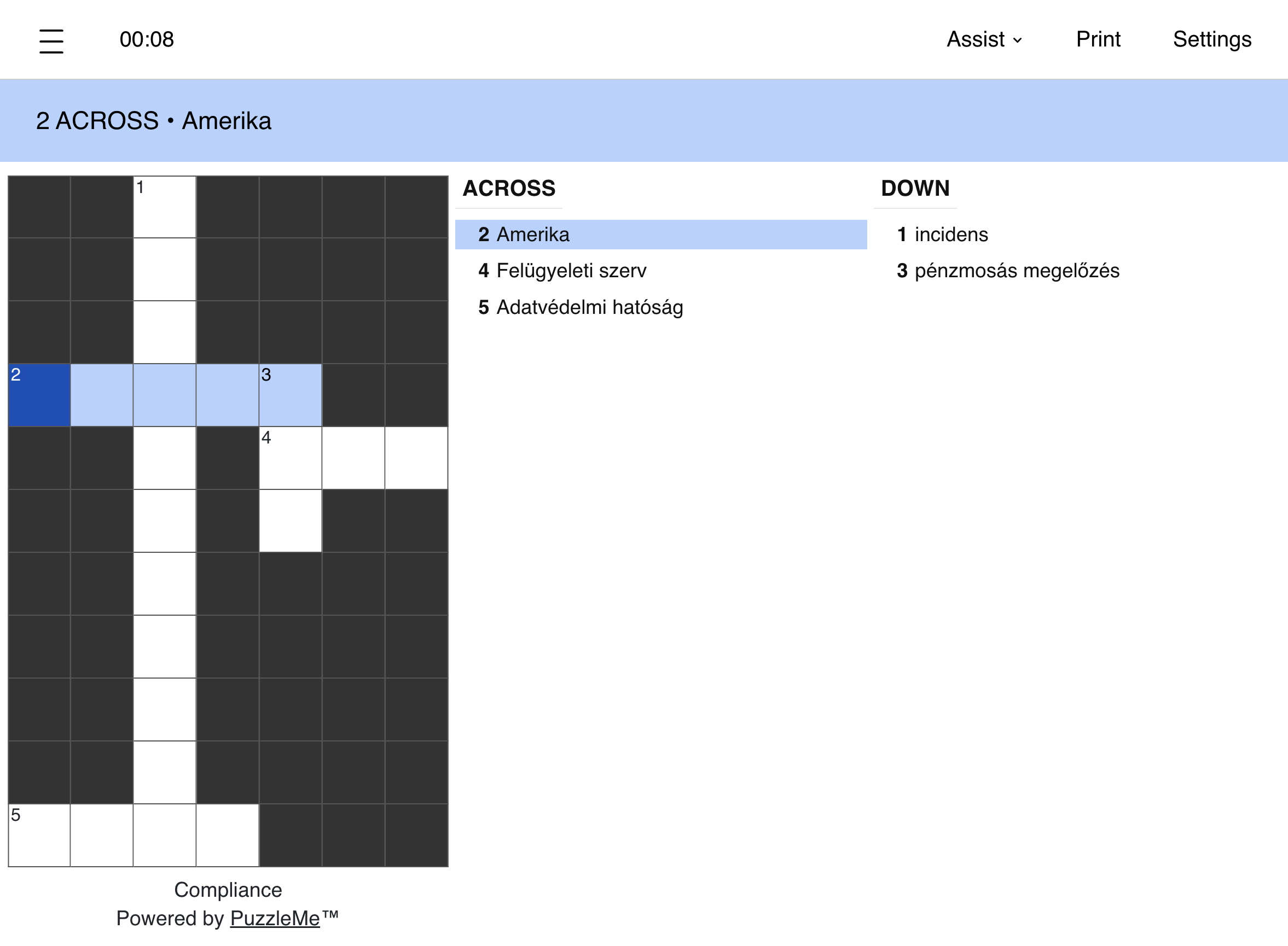 Hungarian Crossword