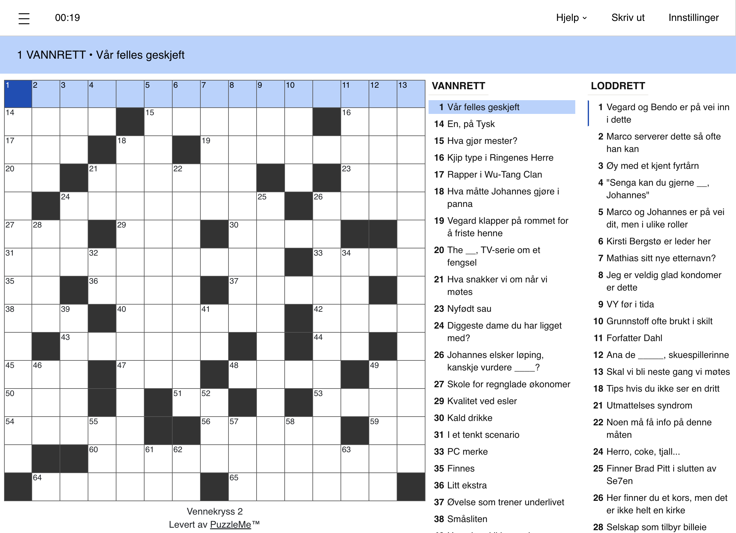 Norwegian crossword