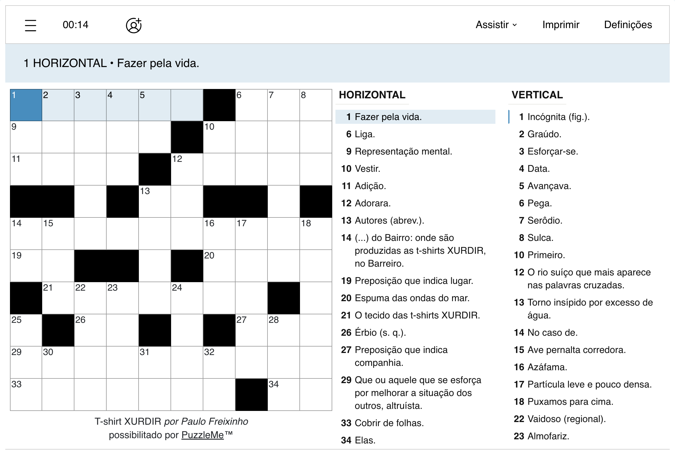 Portuguese crossword