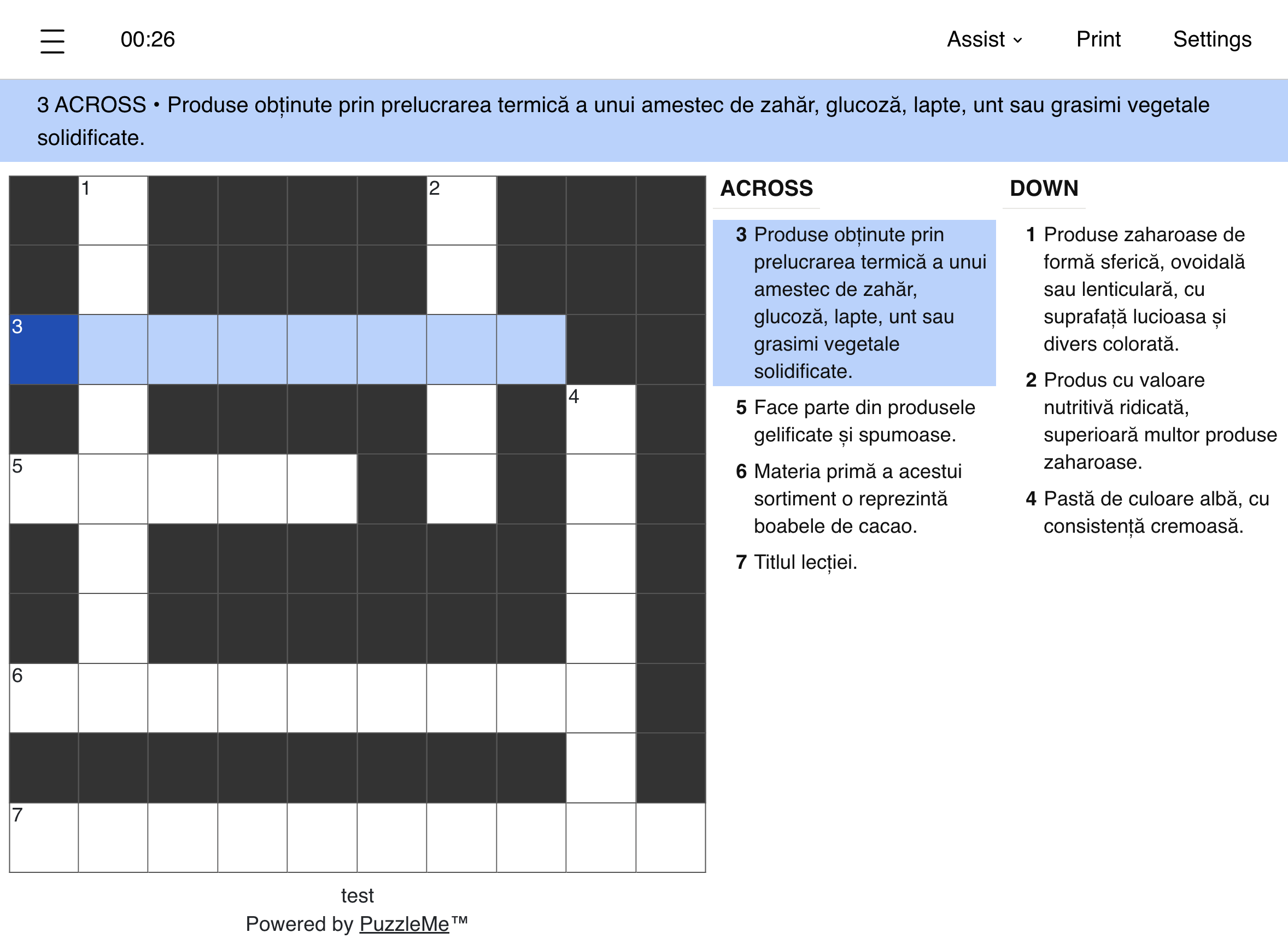 Romanian Crossword