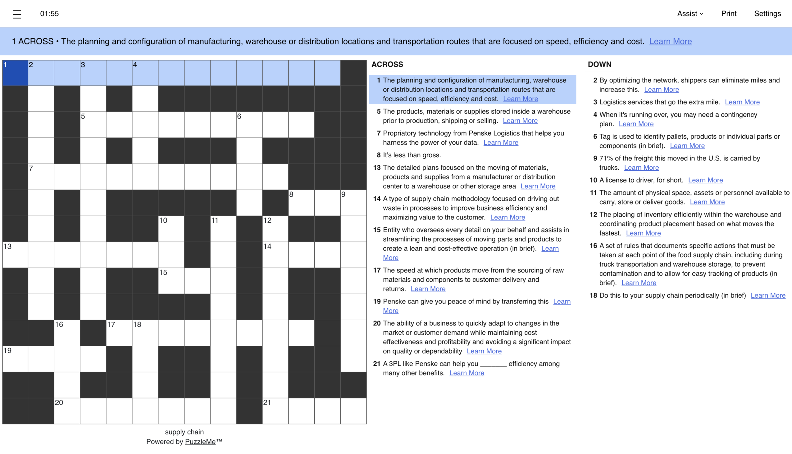 Penske crossword- employee engagement