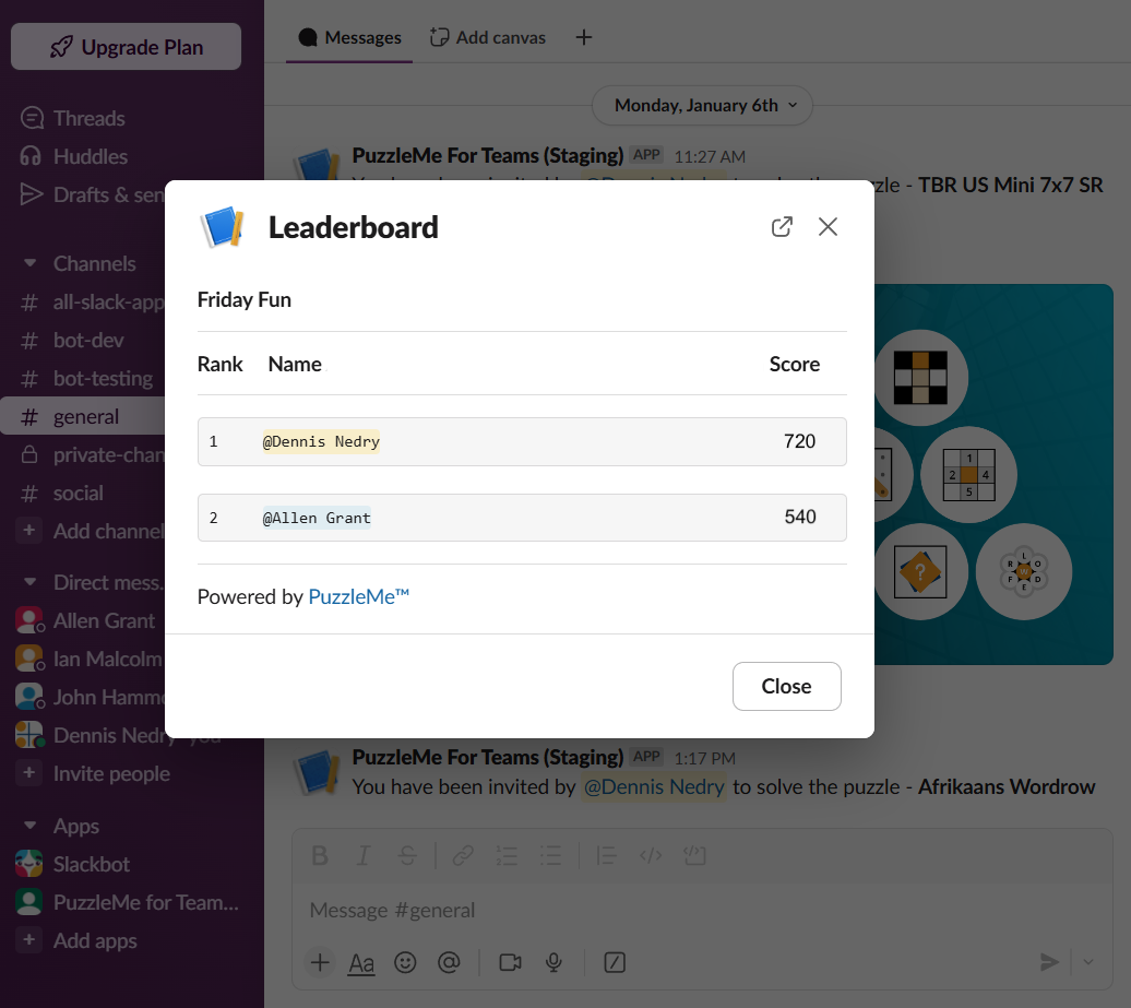 Leaderboards on Slack