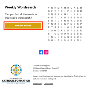 Weekly Word Search. Can you find all the words in this week's word Search?