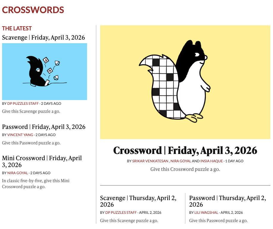 Game's page screenshot from The Daily Pennsylvanian