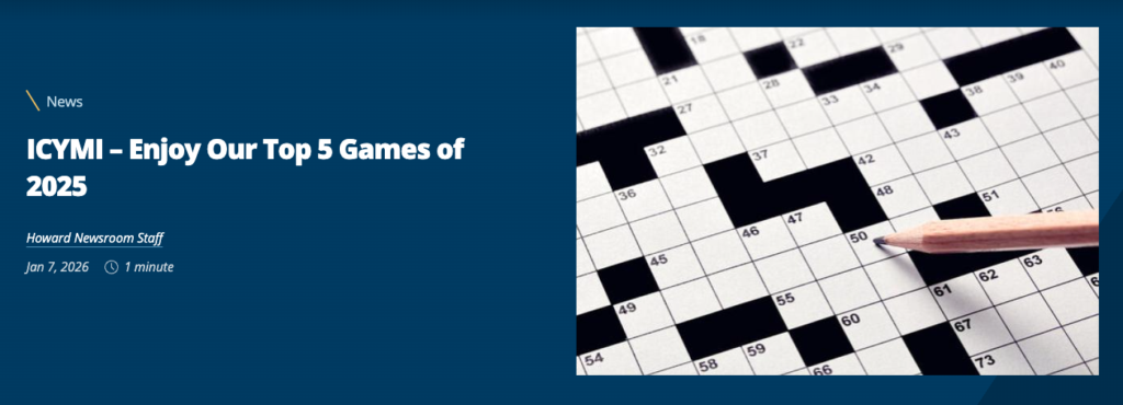Howard University The Dig games and crossword content