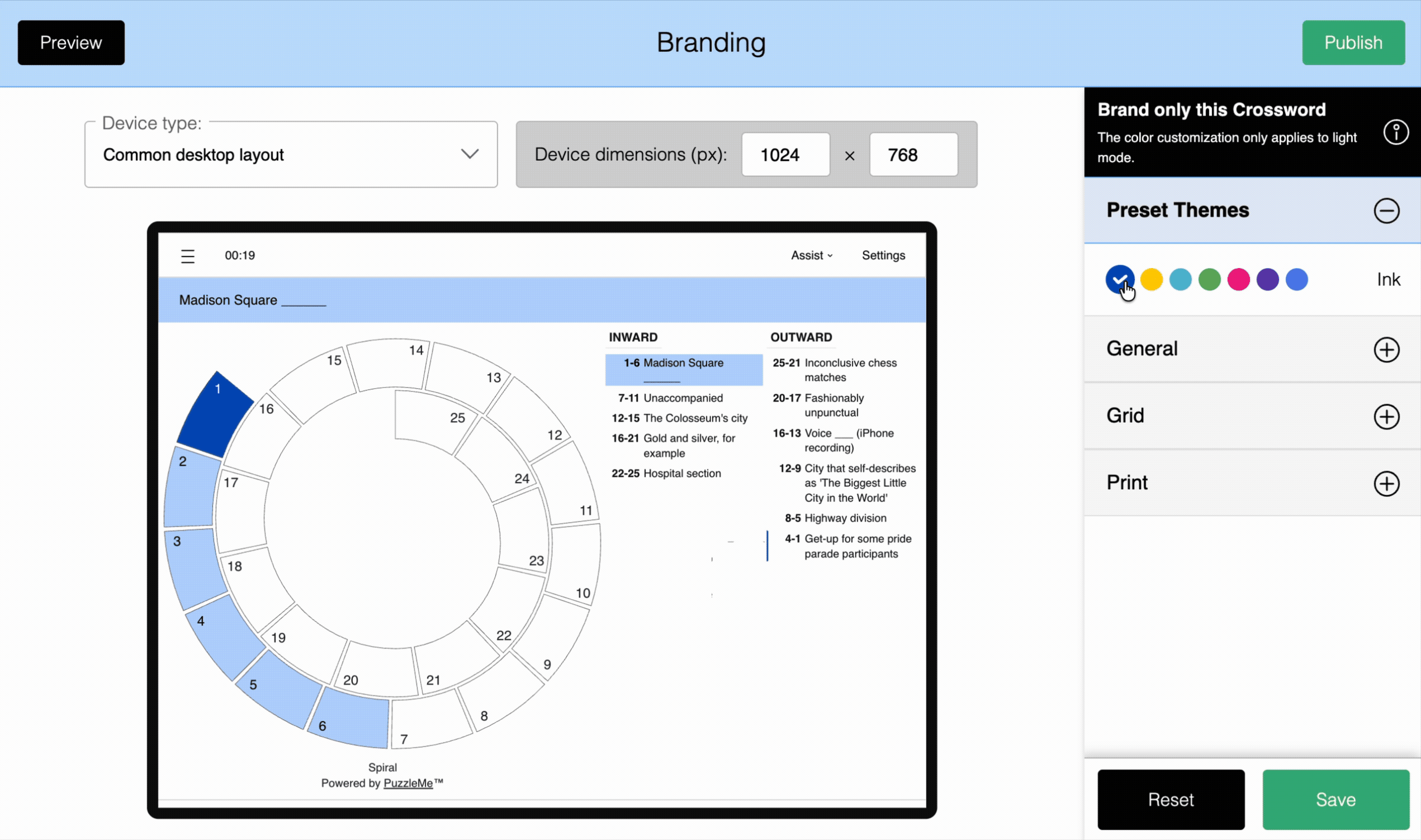 Spiral puzzle branding customization