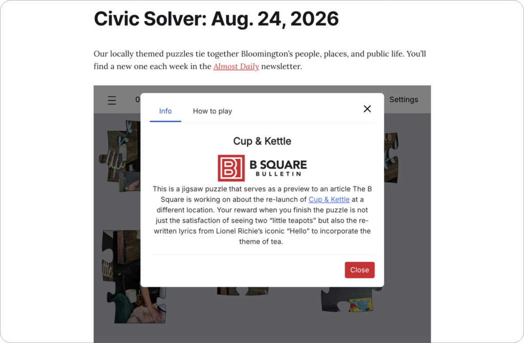 Screenshot of a B Square Bulletin puzzle.